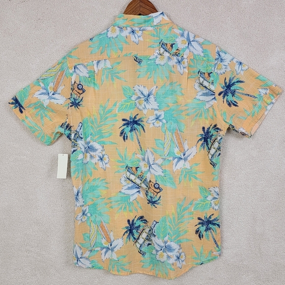 IZOD Saltwater Tropical Graphic Dockside Short Sleeve Button Down Shirt Sz M NEW - Picture 5 of 13